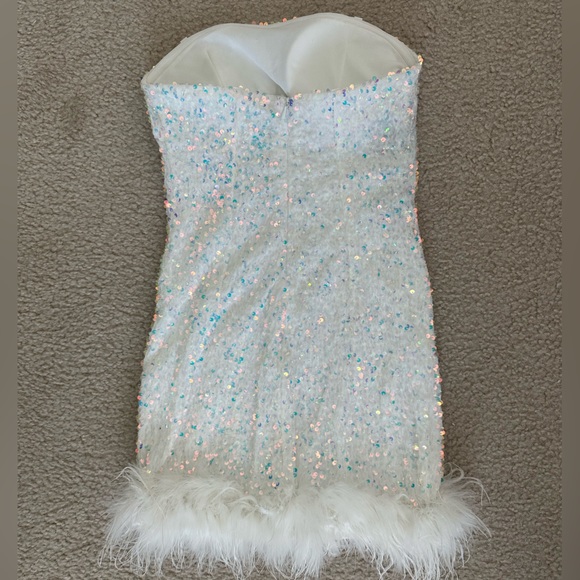 12th Tribe White Sequin Mini Dress - Picture 4 of 8